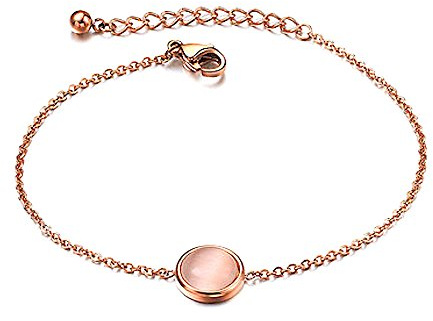 Kim Johanson Edelstahl Damen Fußkettchen *Bean* Perle in Roségold mit Einem Starken Karabinerverschluss inkl. Schmuckbeutel