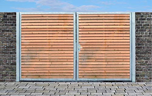 Einfahrtstor Qs Tor Holztor Gartentor Hoftor Verzinkt mit Pfosten & Holzfüllung 2-flügelig 200cm x 180cm