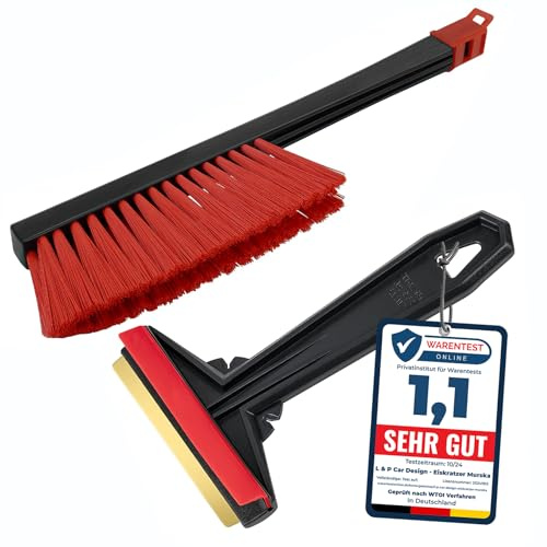 Set Eiskratzer Auto mit Besen - Murska Schneebesen Auto - schnell, einfach & mühelos - Messing Scheibenkratzer - praktisches Profi Set - Schneekratzer & Schneefeger Schneebürste aus Finnland