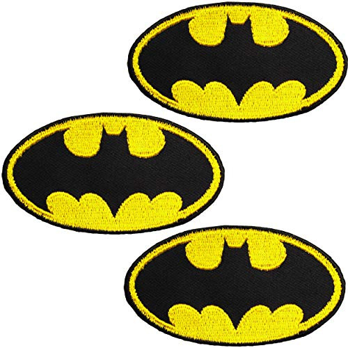 alles-meine.de GmbH 3 Stück Bügelbilder/Applikationen/Aufbügler - Batman - Logo Fledermaus - 8,0 cm * 4,5 cm - Aufnäher/gewebte Flicken - zum Aufbügeln Aufkleben Aufnähen..