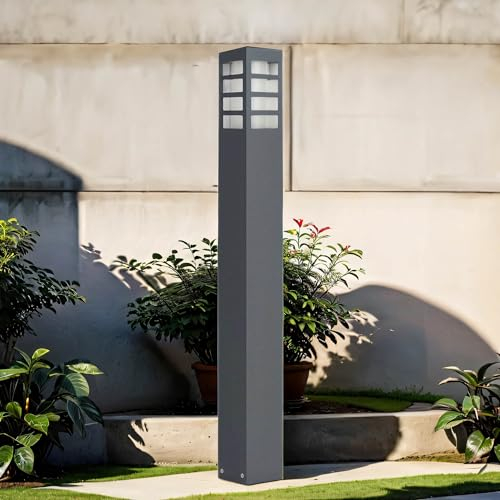 Licht-Erlebnisse Wegeleuchte Anthrazit 75 cm IP54 Modern eckig E27 BERINGEN Außenleuchte Lampe Outdoor Terrasse Garten