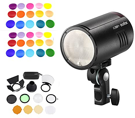 GODOX AD100Pro Lampe Flash de Studio de Poche pour Portrait Ecran OLED 5800K 1/8000s Sync TTL/Multi/M Flash intégré 2.4G Wireless X System 5 Groupes 32 canaux avec Batterie Rechargeable 2600mAh