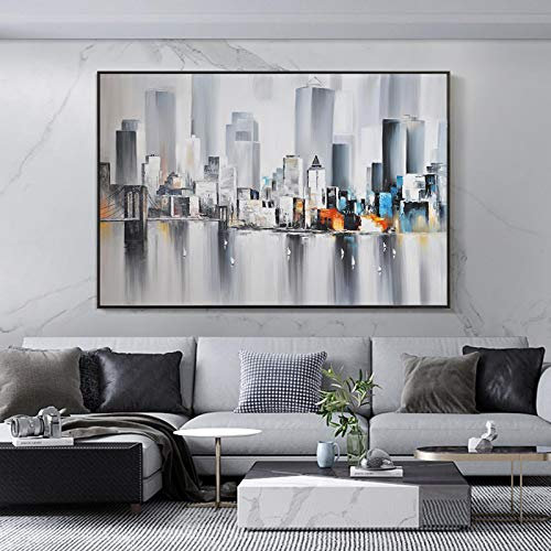 Yinaa Abstrakte Stadtbilder Gebäude Regen Boot Leinwand Gemälde Nachtszene Poster Wandkunst Moderne Drucke Wohnkultur 50x80cmx1pcs rahmenlos