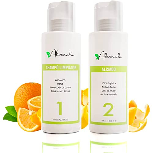 Professionelles Veganes Bio Glättungscreme Haare Set, 2 in 1 Keratin Shampoo und Glättungsbehandlung für zu Hause, 100% Formaldehydfrei, Shampoo Sulfatfrei, nährt, befeuchtet, 0% Frizz (100 ml)