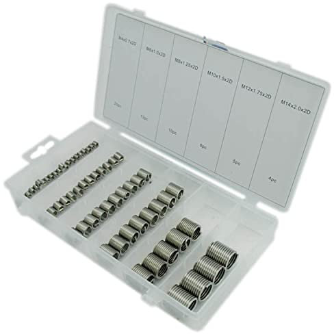 GEPCO 60 Stück Gewindeeinsätze Set M4 M6 M8 M10 M12 M14 2D Reparatursatz für Gewinde