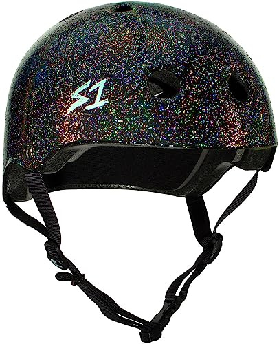 S1 Lifer Helmet for Skateboarding, BMX, and Roller Skating - EPS Fusion Foam, CPSC & ASTM Certified - Black Gloss Glitter X-Large (22.5)