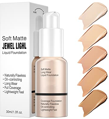 Foundation, Concealer Flüssige Foundation, 30 ml Full Coverage Face Foundations Liquid Matte Oil Control Concealer, Makellose Creme Glatt Lang anhaltend(Nude Color)