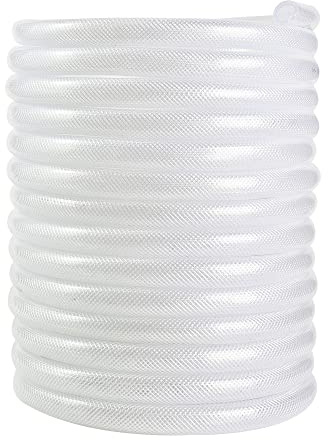 Geowaky 3/8’’ ID × 19/32’’ OD - 100 ft Clear Braided Hose Plastic Vinyl Tubing, High Pressure Flexible Reinforced PVC Tube for Transfer Water Air Oil, BPA Free & Non-Toxic