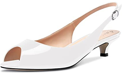 Aachcol Femmes Slingback Escarpins Ouvert Bout Kitten Bas Talon Heel Lanières Cheville Sandales Dress Chaussures Party 3.5 CM