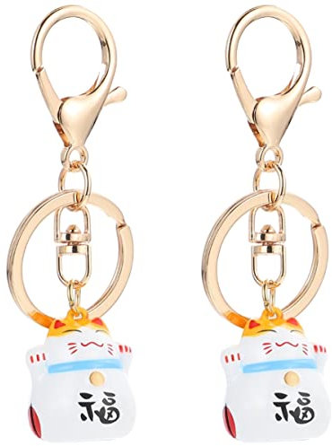 jojofuny 2stücke Glückskatze Schlüsselanhänger Mit Glocke Chinesischer Stil Kreatives Design Für Für Katzenliebhaber Dekorativ Und Tragbar Für Jeden Anlass