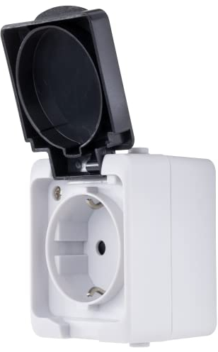 REV - AquaMini, Steckdose Feuchtraum, 30% weniger Volumen, HxBxL: 48x56x76mm, IP54 zweipolig, 16A, Aufputz, grau