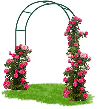 Gartenbogen Metall, Rosengestell Rankhilfe, Rosenklettergerüst, stabiles wetterfestes Hilfsmittel, Material verzinkt, mit Sockel, Breite 80/120/140/180/200/240/280/300/350cm ( Color : Green , Size : 1