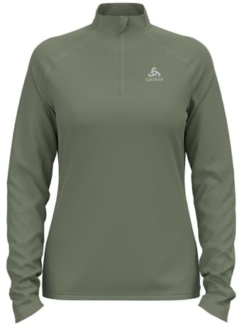Odlo Damen Langarm Shirt mit Reißverschluss Berra Light, Matte Green, L