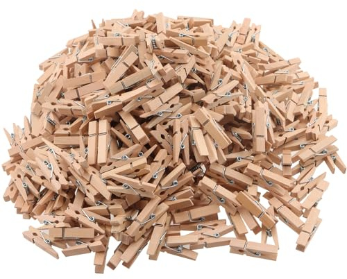 CHUEHKAK Lot de 500 Pinces à Linge en Bois de Lotus, 3,5 cm Mini Pince a Linge Bois, pour Décorer la Maison, Photos et collages, Naturel