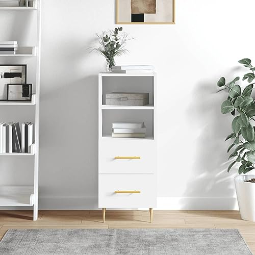BaraSh Sideboard Kommode Weiß TüRen Sideboard Flur Schmal Eckkommode Beistellschrank 34,5x34x90 cm Holzwerkstoff