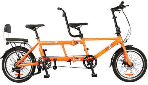 Kcolic Folding Tandem Bicycles Beach Cruiser Bicycle for Adults, Tandem Bicycle with 20 Inch Wheels, Adjustable 7 Speed Tandem Bikes Cruiser Bicycle D,20inch