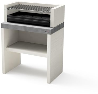 TUOZI - Einbaugrill für Holzkohle Modell PLAN 1 PLUS (Grau/Weiß - 78 x 47 x 102 cm) REF: 8025/1 - Für den Außenbereich