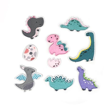 Buer Homie flicken zum aufbügeln kinder, patches zum aufbügeln, bügel patches (Dino 9 Stück)