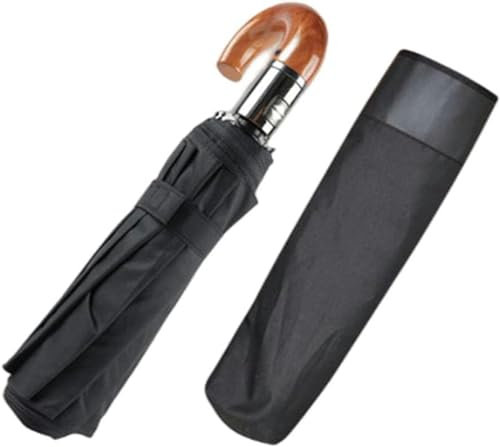 Nogkdyc Regenschirm Winddichtem Regenschirm Automatisch Regen Mitation Holzgriff Business Männer Geschenk Große Regenschirme Frauen 3 -Fach Männlicher Parasol-A-A