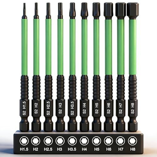 Impact Drill Allen Key Bit Set H1.5-H8, K Kwokker 100mm Impact Driver Bits