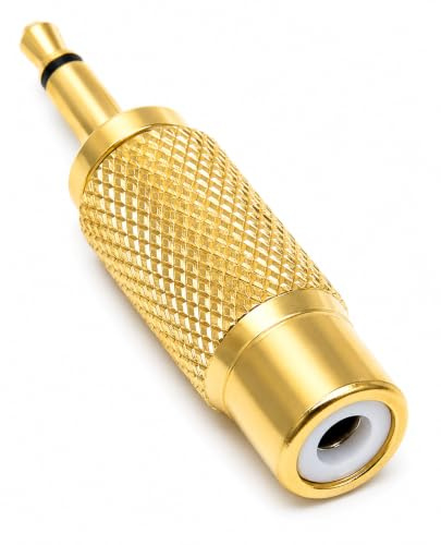 1pcs. 3.5mm Mono Jack Plug to RCA Phono Socket Male to Female Adapter Gold | Gold-plated contacts. No drivers needed, plug & play. Great for guitar pedals, keyboards, PA systems, and mono instrument...