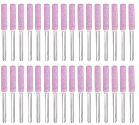 PATIKIL 32 Pcs Diamond Chainsaw Sharpener 5/32 Inch High Hardness Sharpening Stone Polishing Chainsaw Sharpening Kit Grinding File Tool for Chain Saw Stone Jewelry Wood, Pink(4mm)