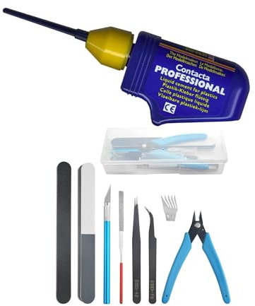 Revell Contacta Model Glue, Model Making Tool Set & Premium Fine Detail Paint Brush Set | Great For Plastic Model Making | 25g Glue, 9pc Tool Set, 11pc Paint Brushes