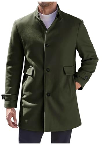 SRZYMJ Grün Wintermantel Herren Mantel Lang Slim Fit Herrenmantel Winter Warm Business Mantel Herren Wolle Wollmantel Sweatjacke Herren Sommer Schwarz Herren-Sportjacke Windbreaker Herren Fahrrad M