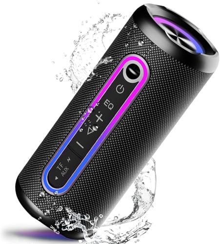 taopodo Bluetooth Lautsprecher mit Licht, Bluetooth 5.4 Musikbox, 30W Dual Lautsprecher, Dualen Bass-Treibern, 30 Std Akku, IPX7 wasserdicht, TWS Paarung, AUX, TF Karte, Geeignet Outdoor/Party/Reisen