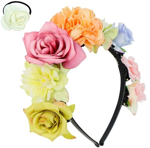 Blumen Haarreif Haarreif Blumen Blume Stirnband, Dame Mädchen Blume Girlande, Dame Mädchen Hochzeit Blume Kopfbedeckung Kommt Mit Einer Blume Stirnband Geeignet Für Hochzeit Geburtstag Party Feier