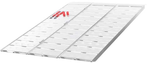 Wiltec Auffahrrampe 3-Fach klappbar 215cm 340kg pro Element für Motorrad ATV Quad, Aluminium Auffahrschiene faltbar, Verladerampe rutschsicher