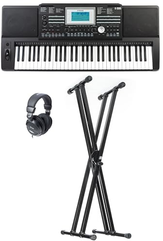 Fame G-3000 Keyboard Set, 737 Sounds, 240 Styles, 128 Polyphonie, Digital Tastatur, Pitchbend, Display, USB MIDI, Kopfhöreranschluss, LINE IN/OUT, Effektprozessor, 61 Tasten, 9kg