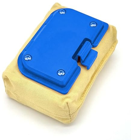 Blue Grill Brush Bristle Free, Replaceable BBQ Cleaning Head Accessories Cleaner, Yellow Wavy Pad Perfect for Stainless Steel, Porcelain, Cast Iron Grates Round Rectangle Grates