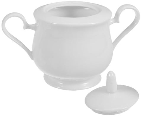 ABOOFAN Zuccheriera in Ceramica Bianca Elegante Design Europeo Coperchio Ermetico 370ml per Caramelle e Zucchero in Decorazione Farmhouse