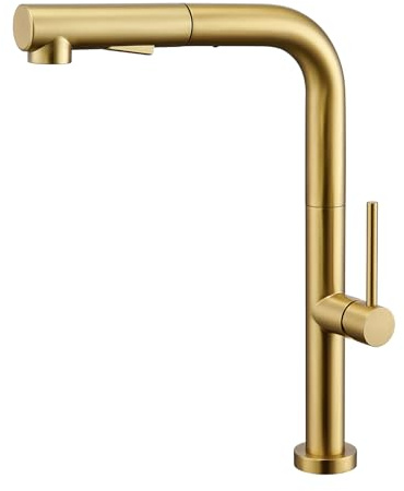 Küchenarmatur Ausziehbar, Wasserhahn Küche Gold, Mischbatterie Spültischarmatur Küche küchenarmaturen, 360° Schwenkbar Zwei Sprühfunktionen, Edelstahl