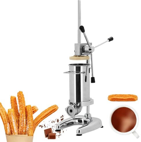 GESAIDES Macchina per Churros Manuale, Macchina per Churros Commerciale, Macchina per Churros in Acciaio Inox con 5 Ugelli, Macchina per Churros per impieghi Gravosi,3L