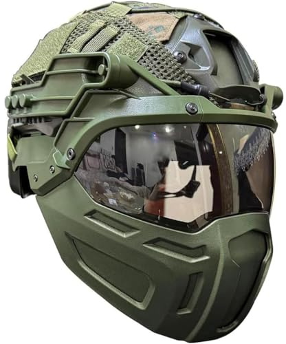 KBFLWBF Set de Casco Táctico Fast Casco de Airsoft Ajustable con Cubre Máscara y Gafas Equipo Táctico Ligero de Aire Libre para Paintball CS Caza Airsoft Entrenamiento B