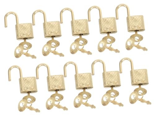 NUOBESTY 10piezas Candado De Aleación De Zinc Mini Para Maletas Cerraduras De Seguridad Hogar Resistentes Al Uso Doradas