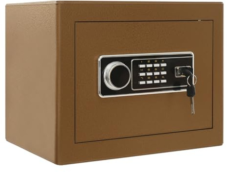 C-Juzarl Möbeltresor mit Schlüssel Zahlenschloss, Safe und Schließfach, Tresor für Zuhause, Safe Wandtresor für Hause Büro Schmuck Bargeldverbrauch Lagerung (Kaffeefarbe)