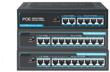 Switch di Rete, Switch POE 4/8 Porte 100/1000 Mbps Gigabit Network Ethernet 802.3 AF/AT VLAN Switch RJ45 For Telecamera IP/AP Wireless/NRV,Affidabile(10 Ports 100Mbps)