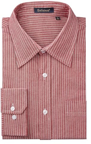 Enlision Chemise Homme Rayée Chemises pour Homme Manches Longues Oxford avec Poches de Bureau Business Décontractée S-4XL
