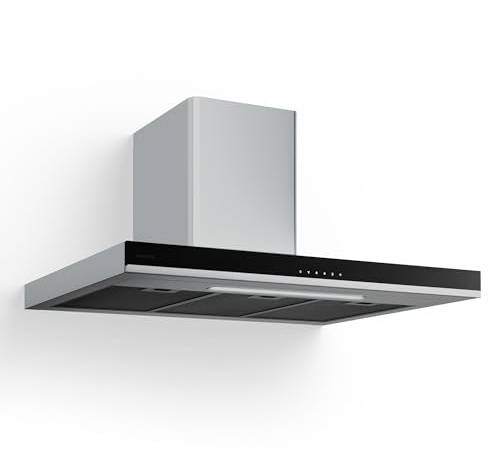 Klarstein Verosteel Campana Extractora 90 cm - 881,6 m³/h, A++, LED, Táctil, 3 Velocidades + Boost, Filtro Carbón, Acero Inoxidable, Silenciosa, Campana Extractora de Pared Cocina