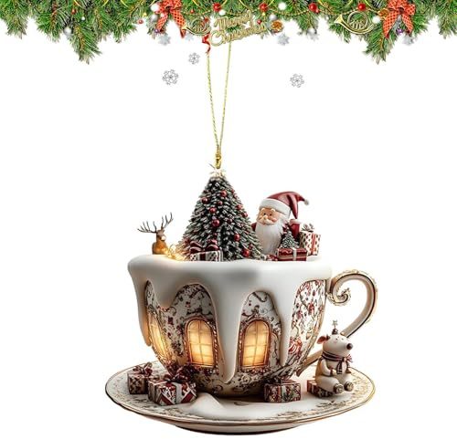 para Árbol de Navidad, para Árboles Exteriores, Colgante de Casa de Nieve Acrílico 2D para Mujeres Hombres Jóvenes Mochila Estante Hogar Auto Interior Bolso Trabajo