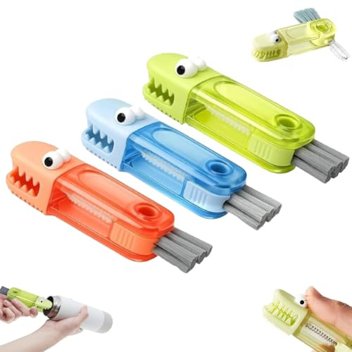 3-in-1 Multi-Function Gap Cleaner, Silicone Cup Lid Gap Cleaner, Cleaning Brush With U-Shaped Silicone Brush,Multifunctional Bottle Cup Lid Cleaning Brush(Mix)