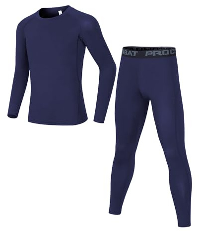 Kids Base Layer Boys Football Skins Thermal Long Sleeve Top Leggings Sport
