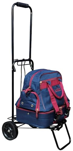 Acclaim Farne Midi Nylon Four Bowls Level Lawn Flat Green Short Mat Outdoor Bowling Bag & 39” Tall Heavy Duty Black Folding Handle Luggage Bag Trolley (Navy/Burgundy)