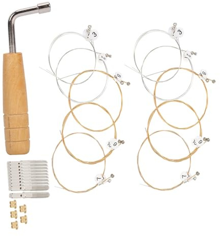 PAMINGONO Lyra Saitensatz 21 Stück mit Metall Stimmschlüssel und Saitennägeln Langlebiges Leier Zubehör für Präzises Stimmen und Saitenwechsel