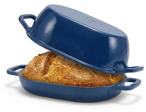 Northriver Casting Enameled Cast Iron Oval Dutch Oven for Bread Baking，12x8 Bread Pot with Lid，Ideal for Sourdough, Artisan Loaves & Family Meals，5 Qt