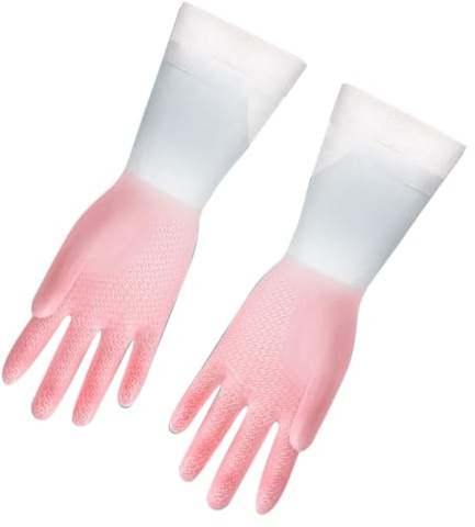 Pwshymi Latex Köksdiskhandskar Vattentäta Tunna Multifunktionella Rengöringshandskar för Hushållsbruk (L)