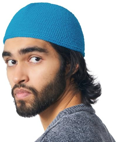 CHARM Herren Mütze Short Beanie & Strick Kopfbedeckung | Männer Skull Cap, Gebetsmütze, Muslim Kappe, Islam Kufi, Takke, für Namaz, in 2 Größen